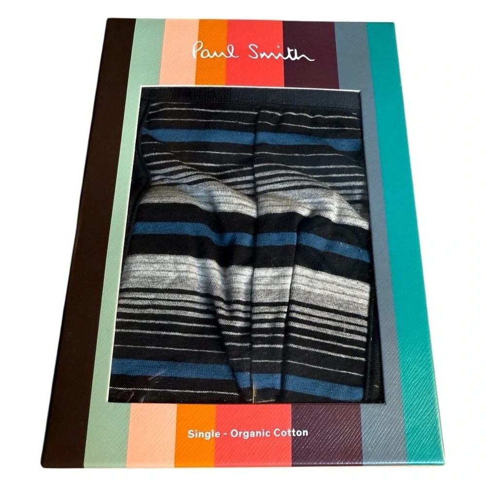 NWT Paul Smith‎ Striped Boxer Brief Trunk Underwear Mens Size XL Blue Gray
